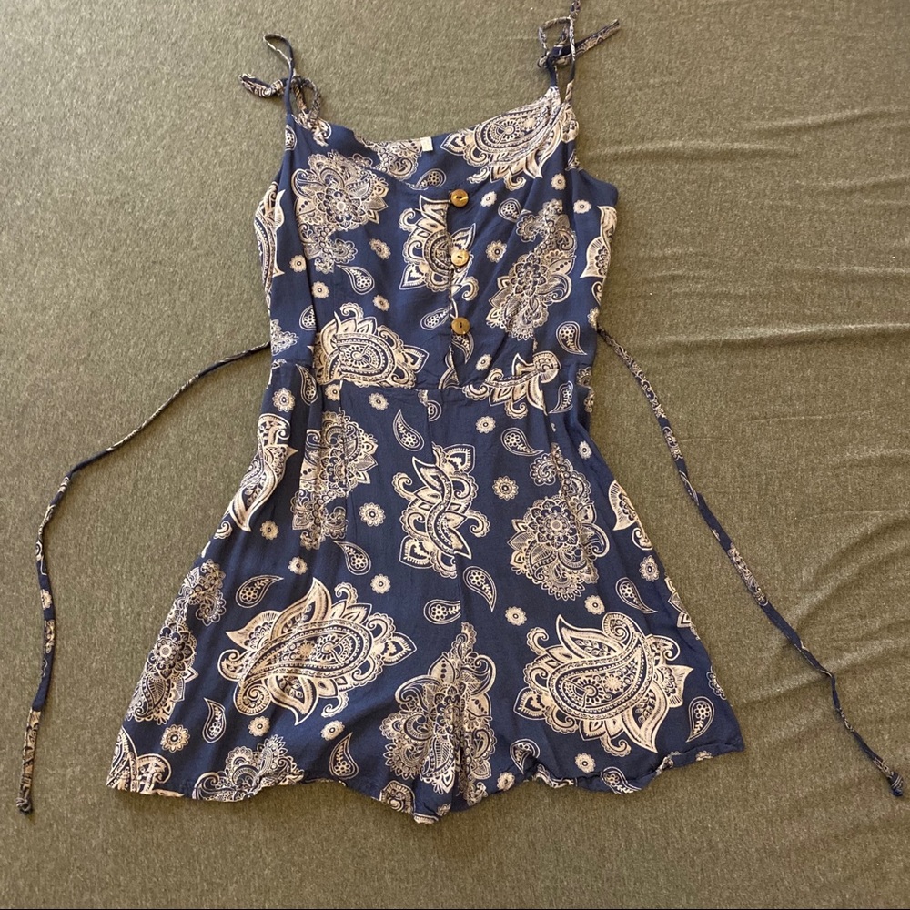 Navy Lotus Romper